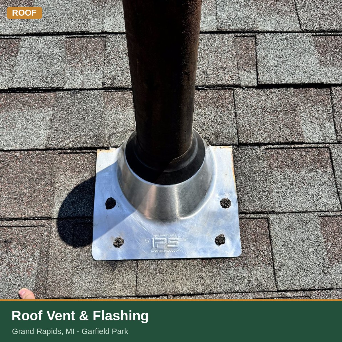 Roof vent and flashing installed in Grand Rapids, MI (Garfield Park)